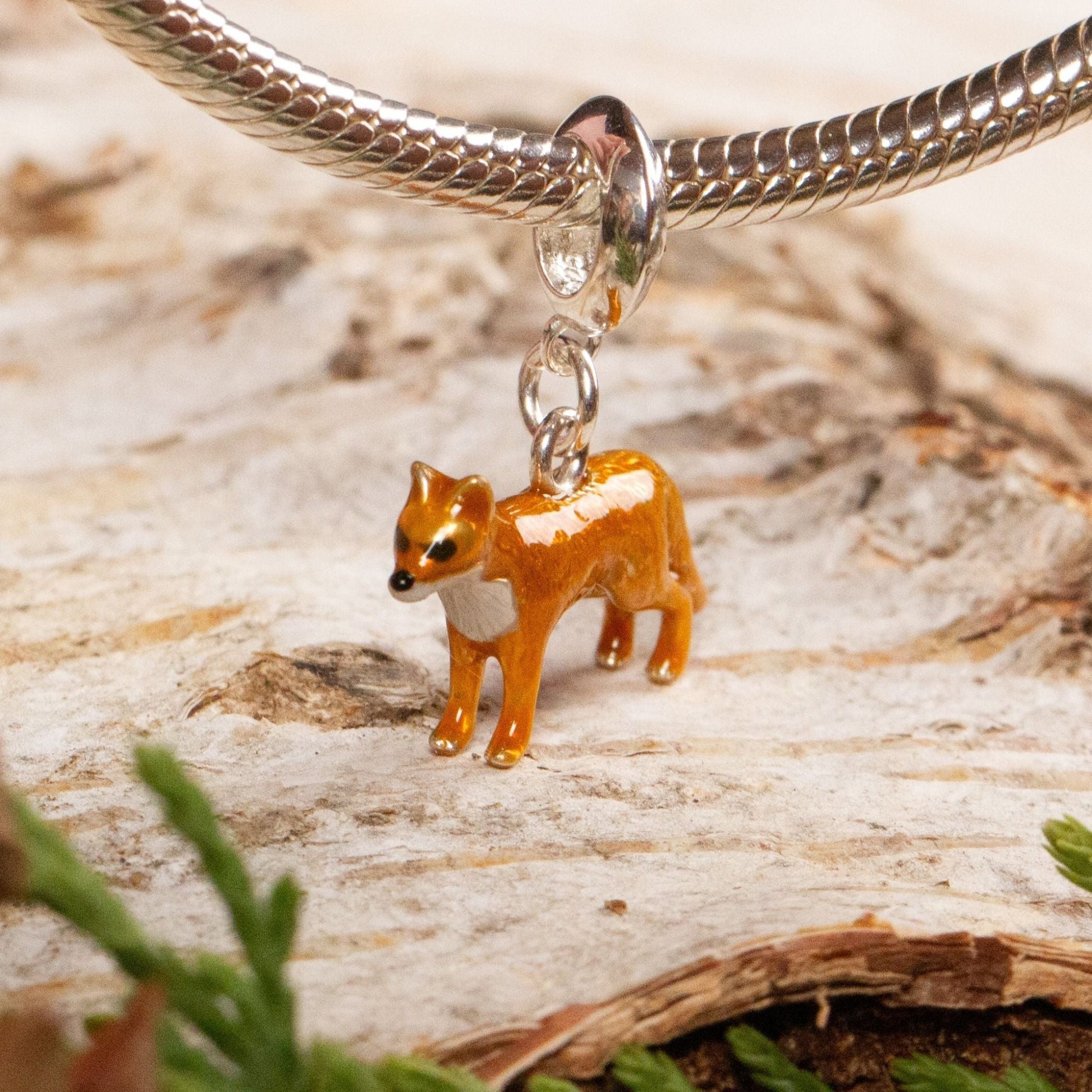 Fox Charm - Enamelled Sterling Silver - MYLEE London