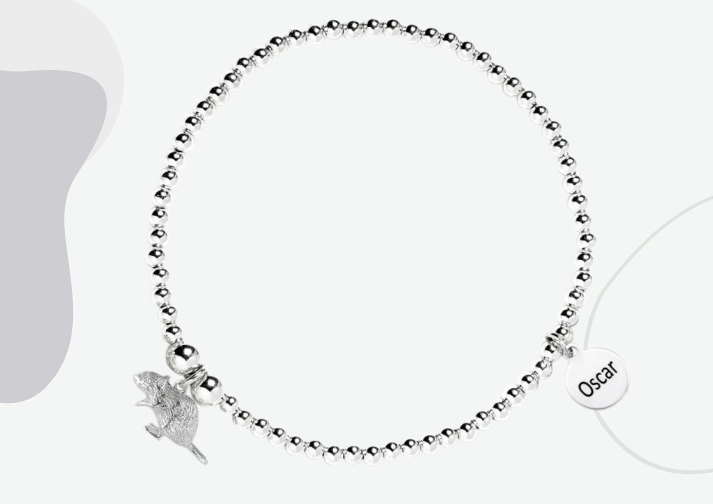 Gerbil Silver Ball Bead Bracelet - Personalised - MYLEE London