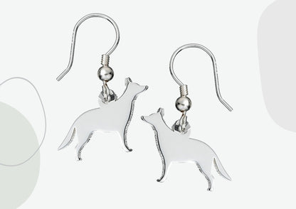 German Shepherd Silhouette Silver Earrings - MYLEE London