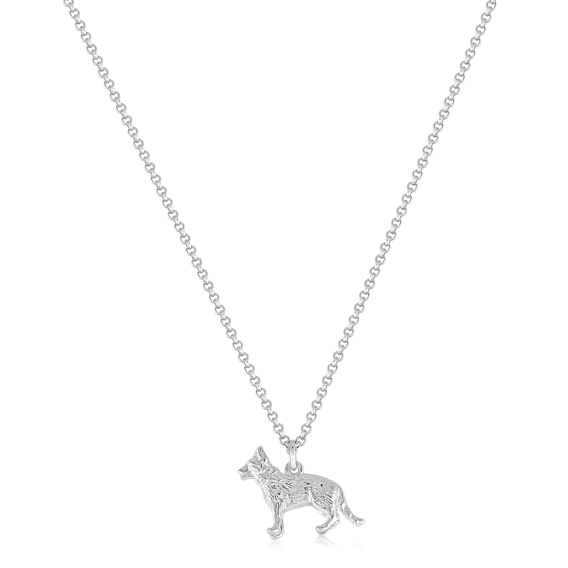 German Shepherd Silver Necklace - Personalised - MYLEE London
