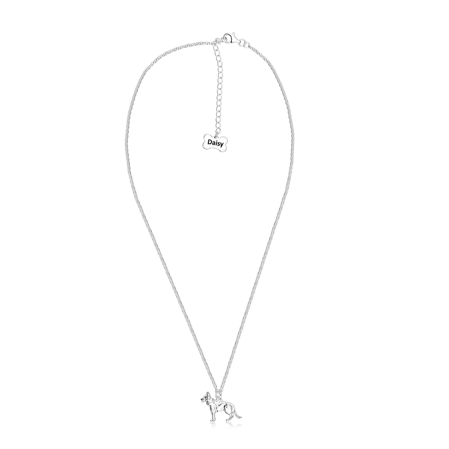 German Shepherd Silver Necklace - Personalised - MYLEE London