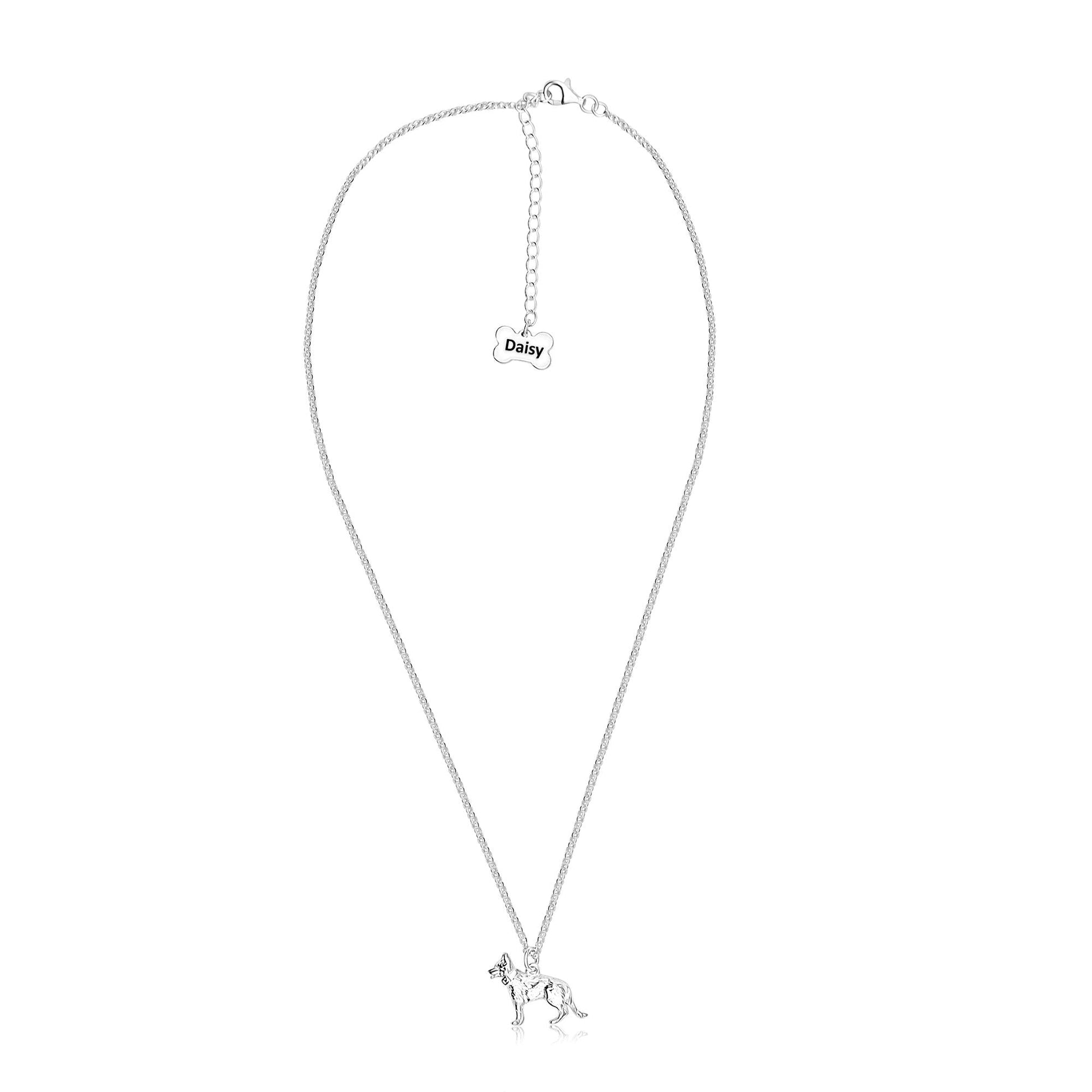 German Shepherd Silver Necklace - Personalised - MYLEE London