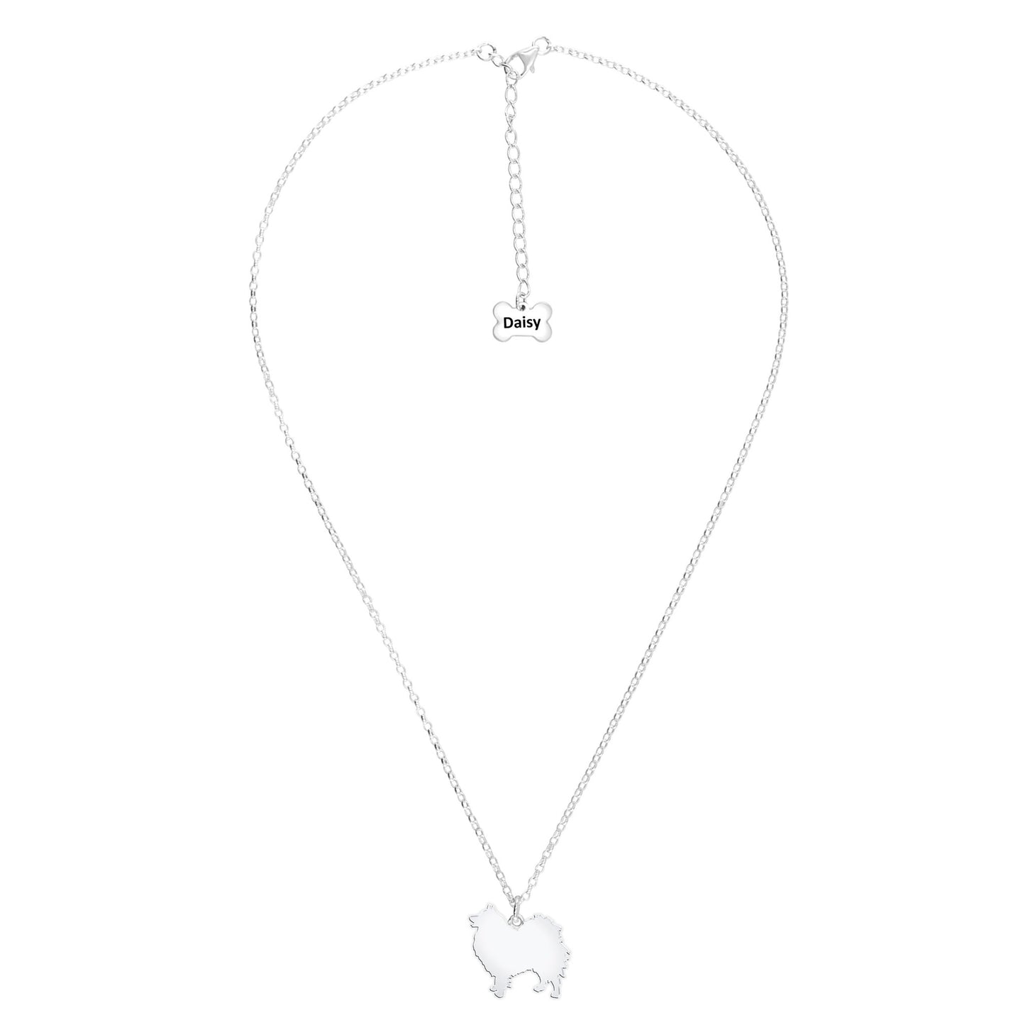 German Spitz Silhouette Silver Necklace - Personalised - MYLEE London