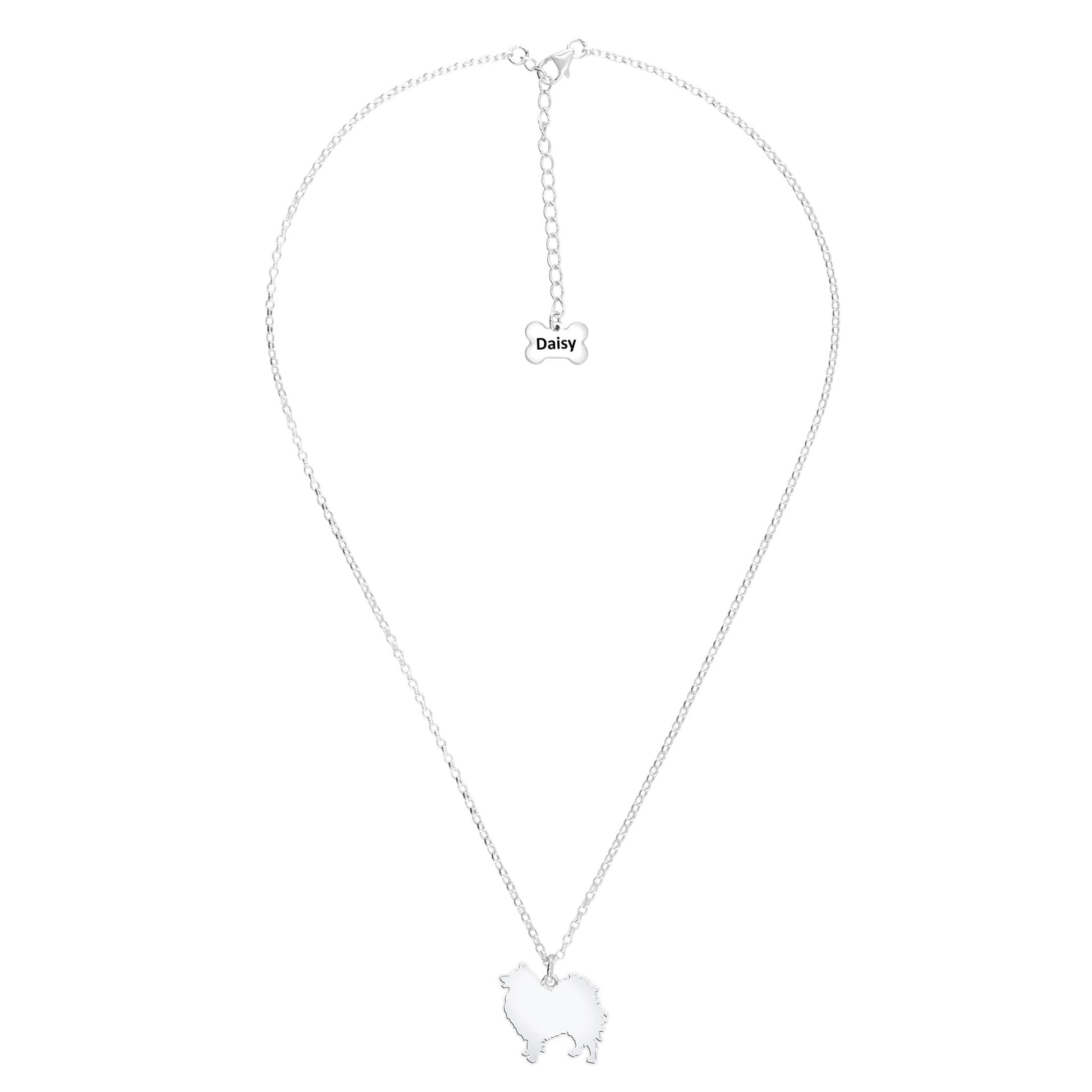 German Spitz Silhouette Silver Necklace - Personalised - MYLEE London