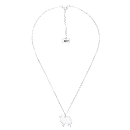German Spitz Silhouette Silver Necklace - Personalised - MYLEE London
