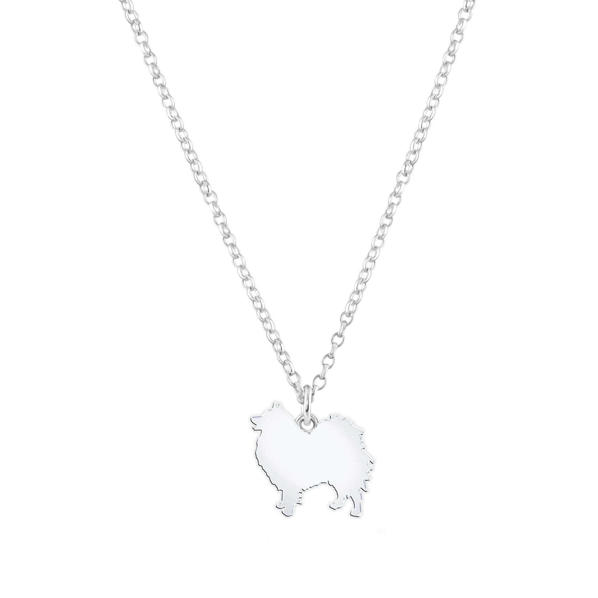 German Spitz Silhouette Silver Necklace - Personalised - MYLEE London