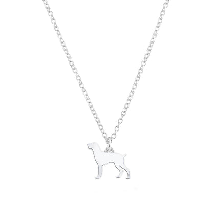 German Wirehaired Pointer Silhouette Silver Necklace - Personalised - MYLEE London