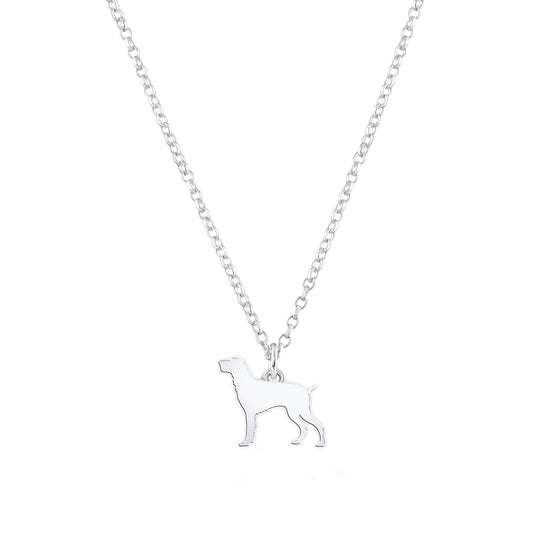German Wirehaired Pointer Silhouette Silver Necklace - Personalised - MYLEE London