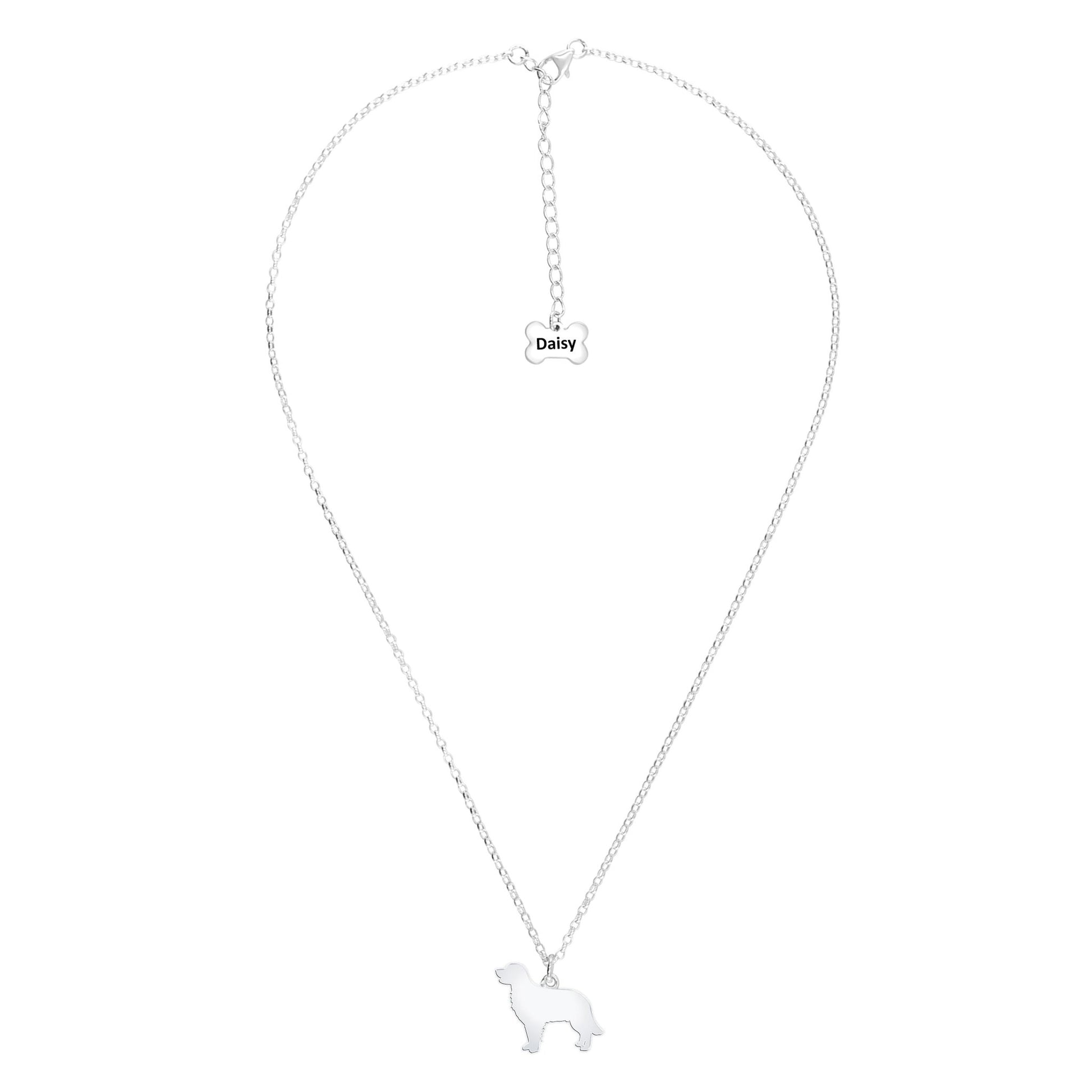 Golden Retriever Silhouette Silver Necklace - Personalised - MYLEE London