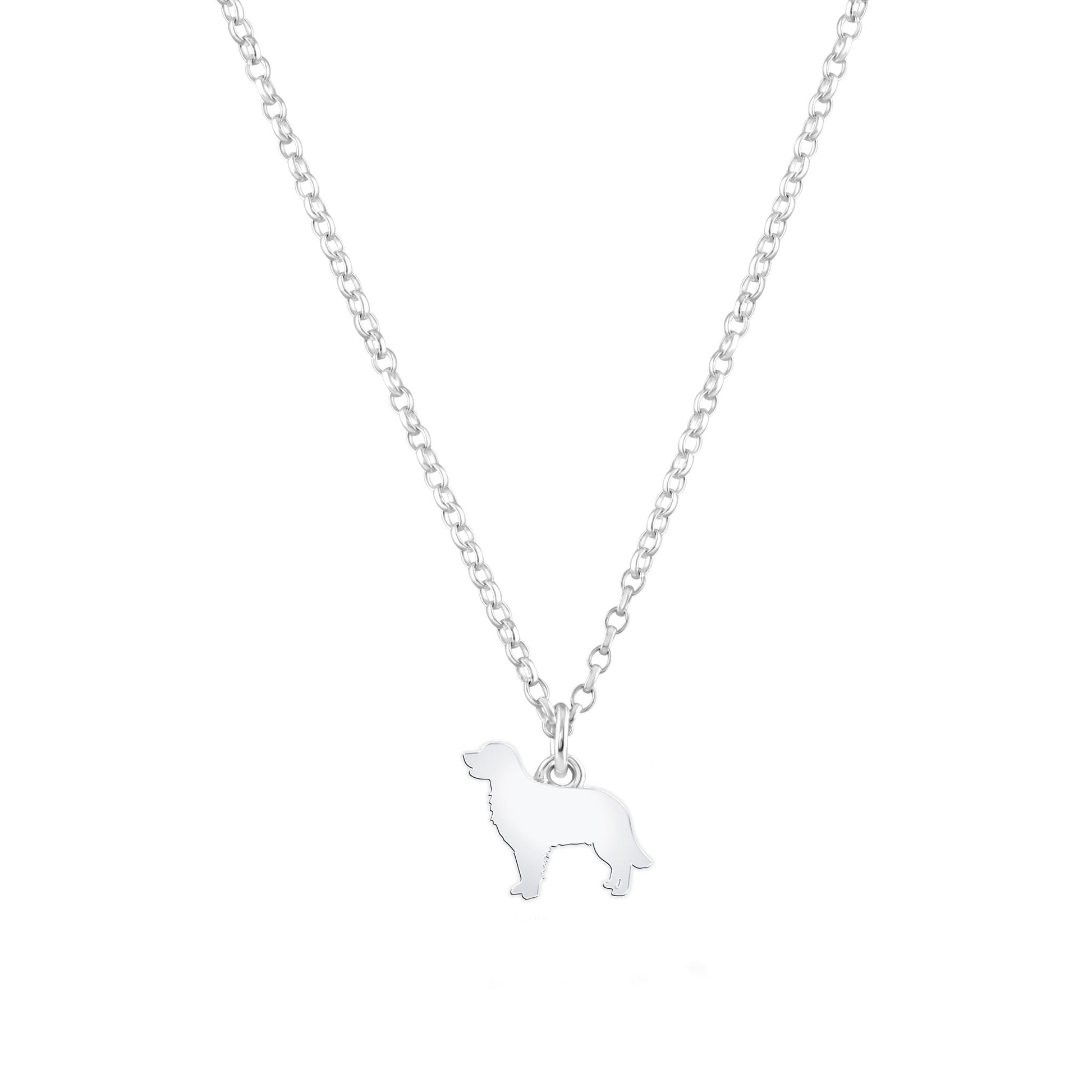 Golden Retriever Silhouette Silver Necklace - Personalised - MYLEE London