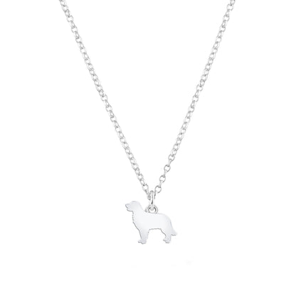 Golden Retriever Silhouette Silver Necklace - Personalised - MYLEE London