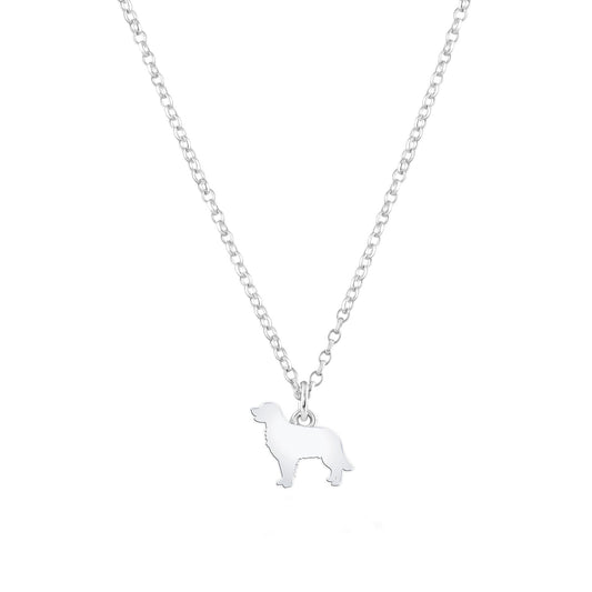 Golden Retriever Silhouette Silver Necklace - Personalised - MYLEE London