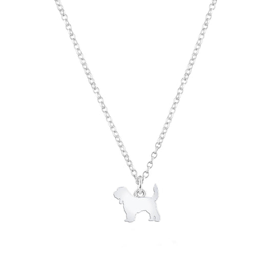 Grand Basset Griffon Vendéen Silhouette Silver Necklace - Personalised - MYLEE London