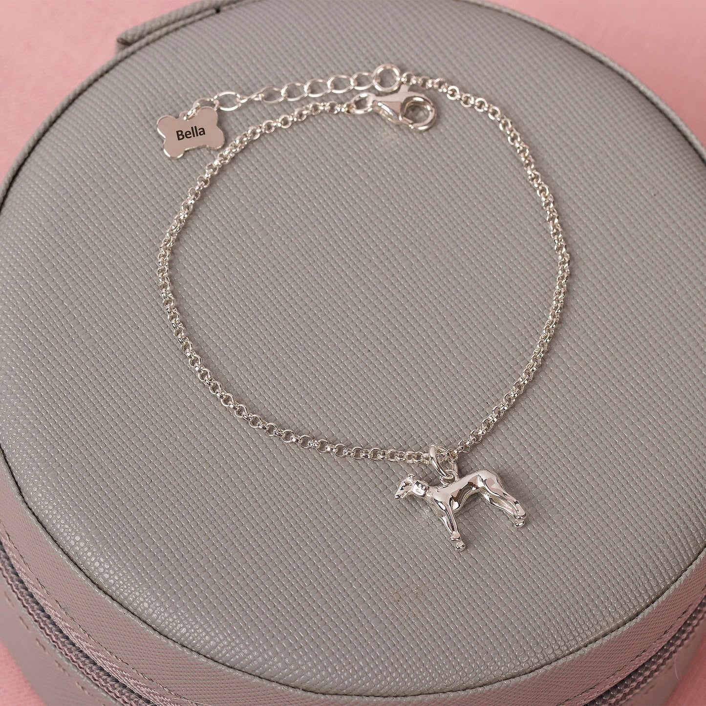 Greyhound Dainty Chain Bracelet - Personalised - Sterling Silver - MYLEE London