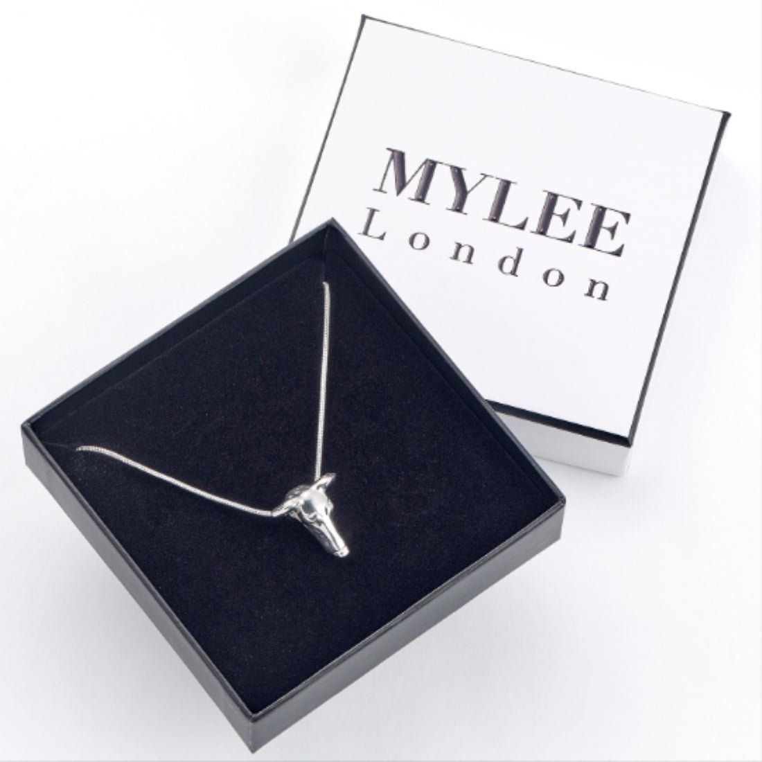 Greyhound Head Silver Necklace - Personalised - MYLEE London