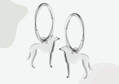 Greyhound Silhouette Silver Earrings - MYLEE London