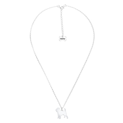 Griffon Bruxellois Silhouette Silver Necklace - Personalised - MYLEE London