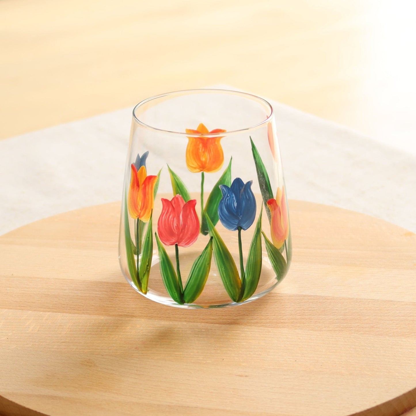 Hand Painted Tulip Drinking Glass - MYLEE London