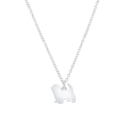 Havanese Silhouette Silver Necklace - Personalised - MYLEE London