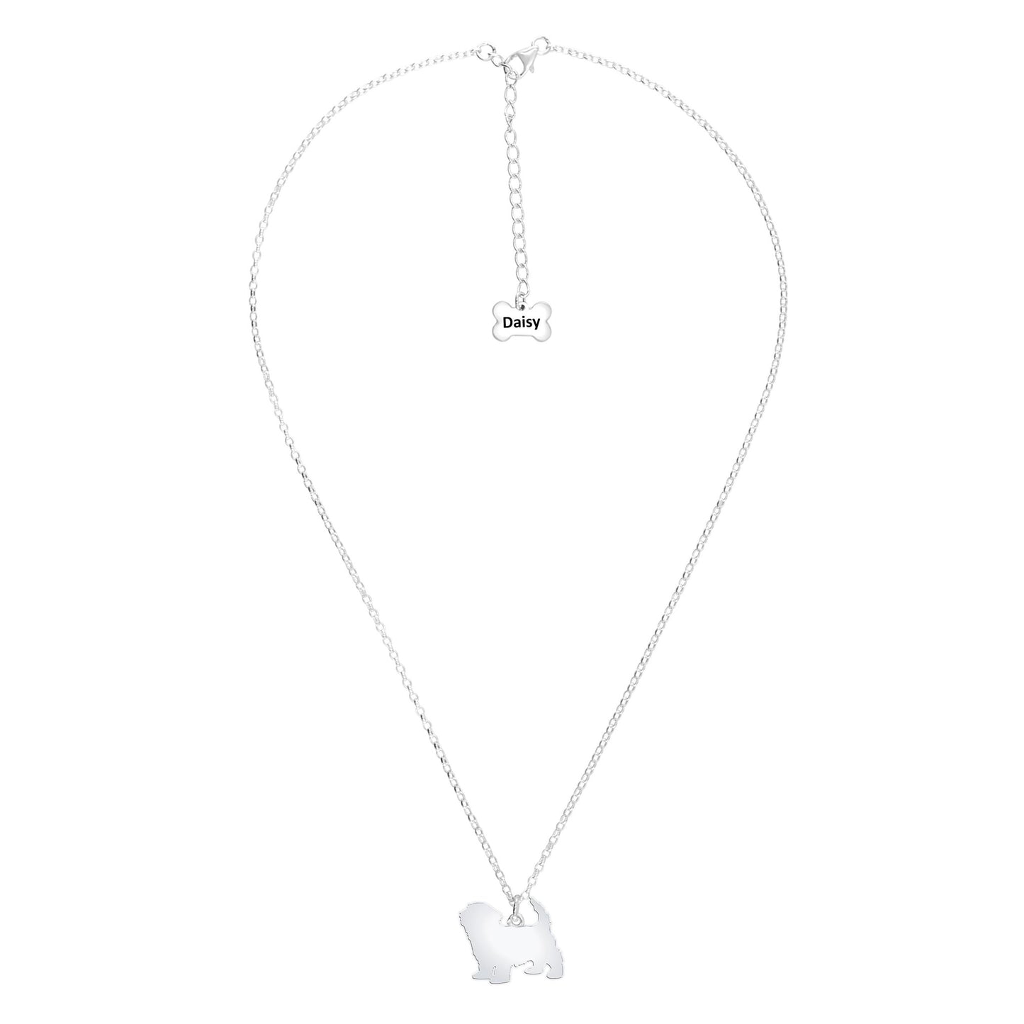 Havanese Silhouette Silver Necklace - Personalised - MYLEE London