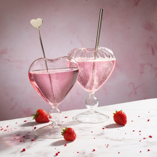 Heart Shaped Cocktail Glass with Free Personalised Metal Straw - MYLEE London