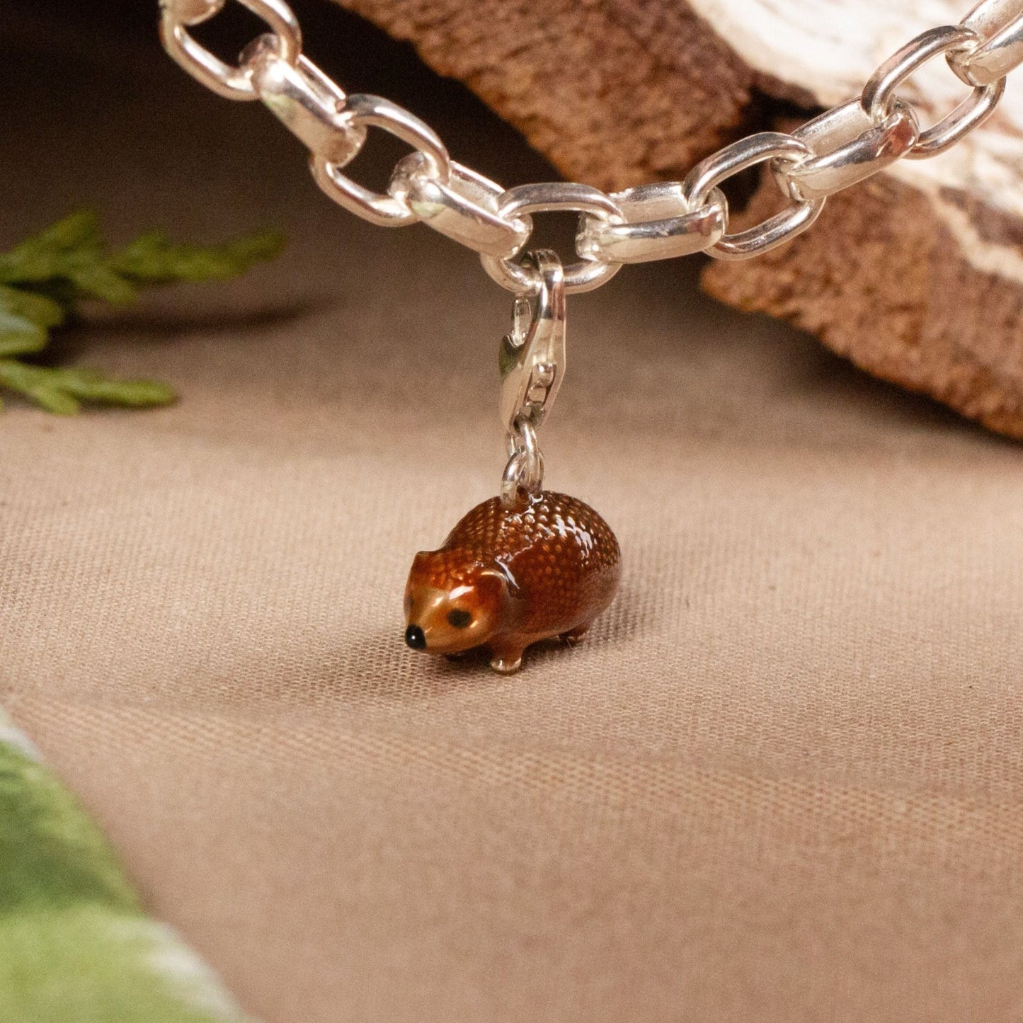 Hedgehog Charm - Enamelled Sterling Silver - MYLEE London
