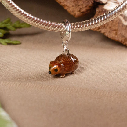 Hedgehog Charm - Enamelled Sterling Silver - MYLEE London