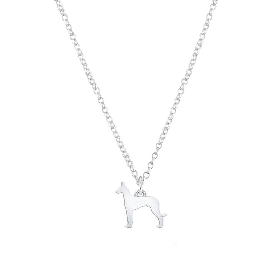 Ibizan Hound Silhouette Silver Necklace - Personalised - MYLEE London