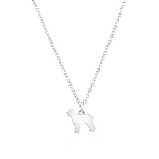 Irish Water Spaniel Silhouette Silver Necklace - Personalised - MYLEE London