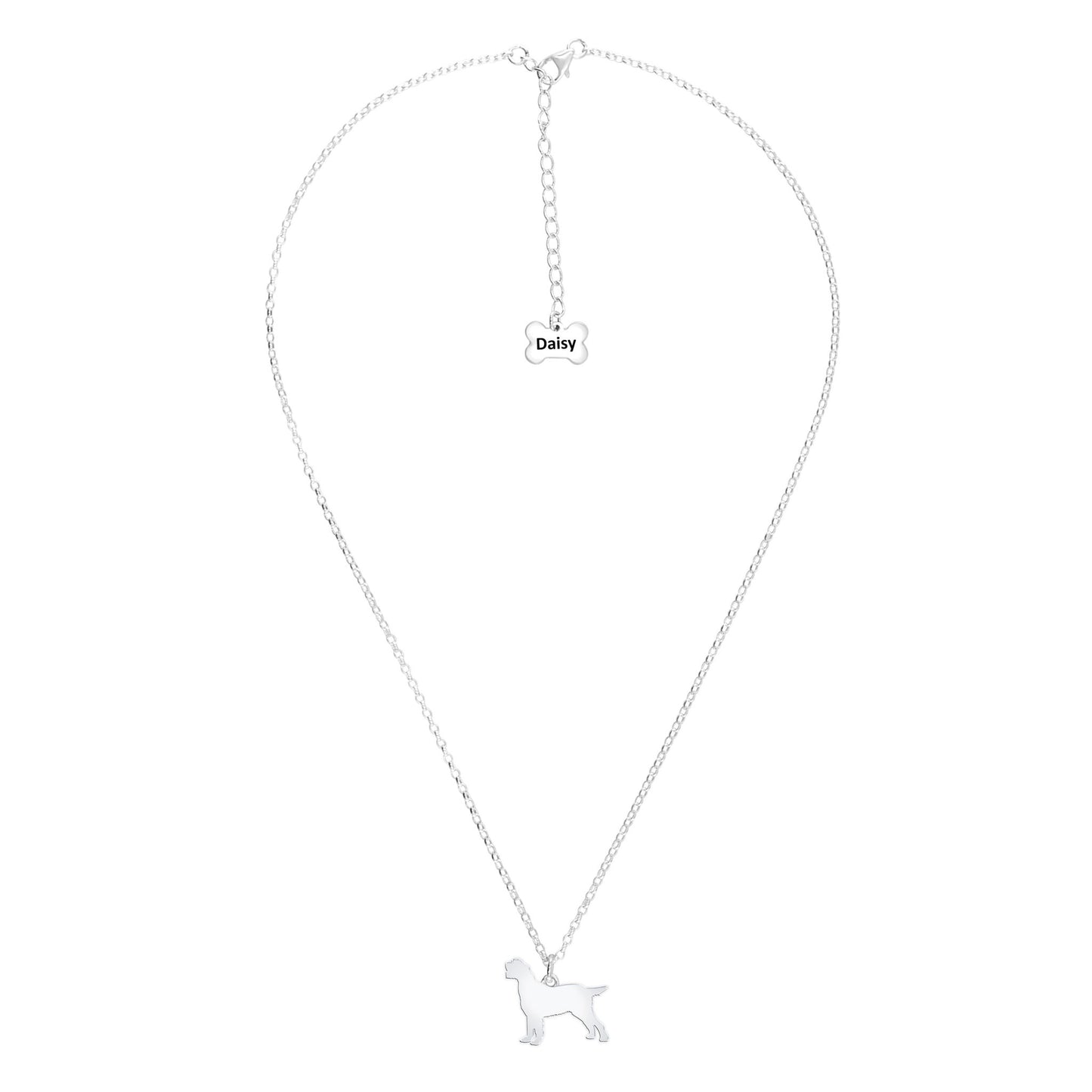 Italian Spinone Silhouette Silver Necklace - Personalised - MYLEE London