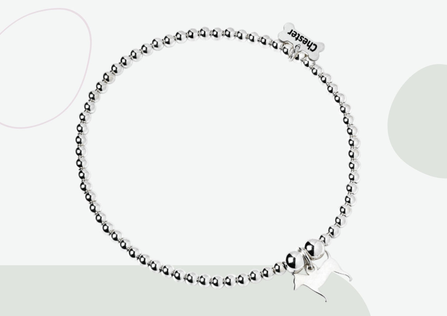 Jack Russell Silhouette Silver Ball Bead Bracelet - Personalised - MYLEE London