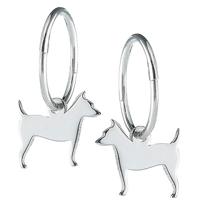 Jack Russell Silhouette Silver Earrings - MYLEE London