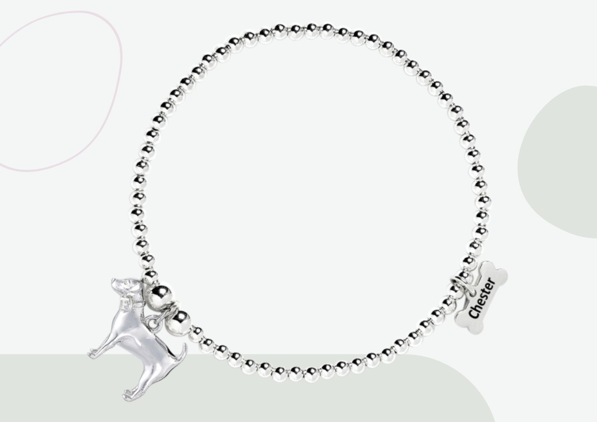 Jack Russell Silver Ball Bead Bracelet - Personalised - MYLEE London