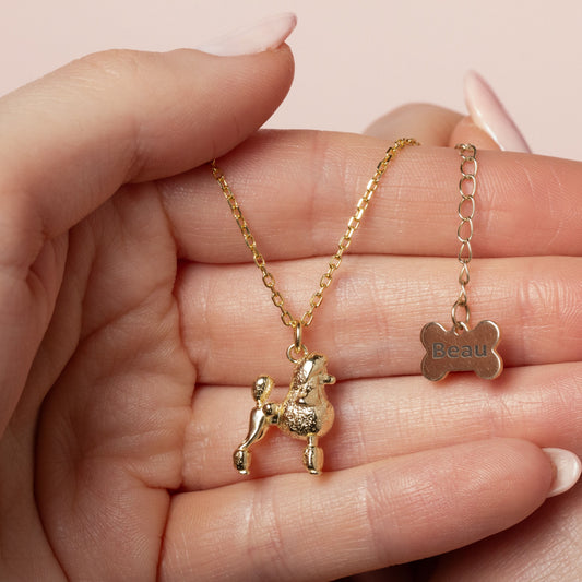Poodle Gold Necklace - Personalised