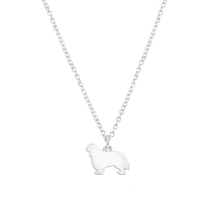King Charles Spaniel Silhouette Silver Necklace - Personalised - MYLEE London