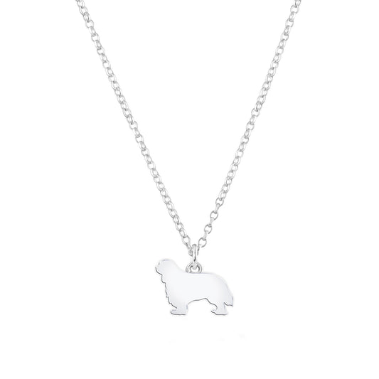 King Charles Spaniel Silhouette Silver Necklace - Personalised - MYLEE London