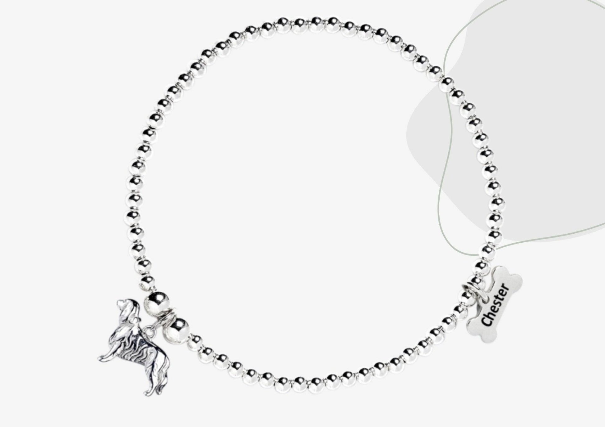 King Charles Spaniel Silver Ball Bead Bracelet - Personalised - MYLEE London