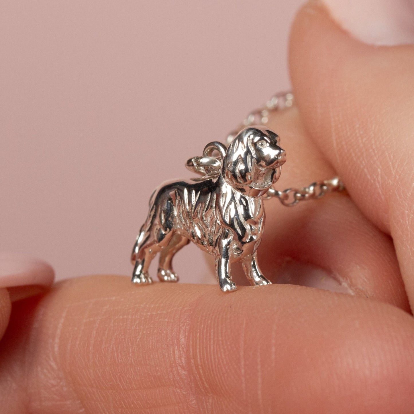 King Charles Spaniel Silver Necklace - Personalised - MYLEE London