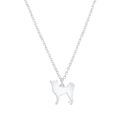 Korean Jindo Dog Silhouette Silver Necklace - Personalised - MYLEE London