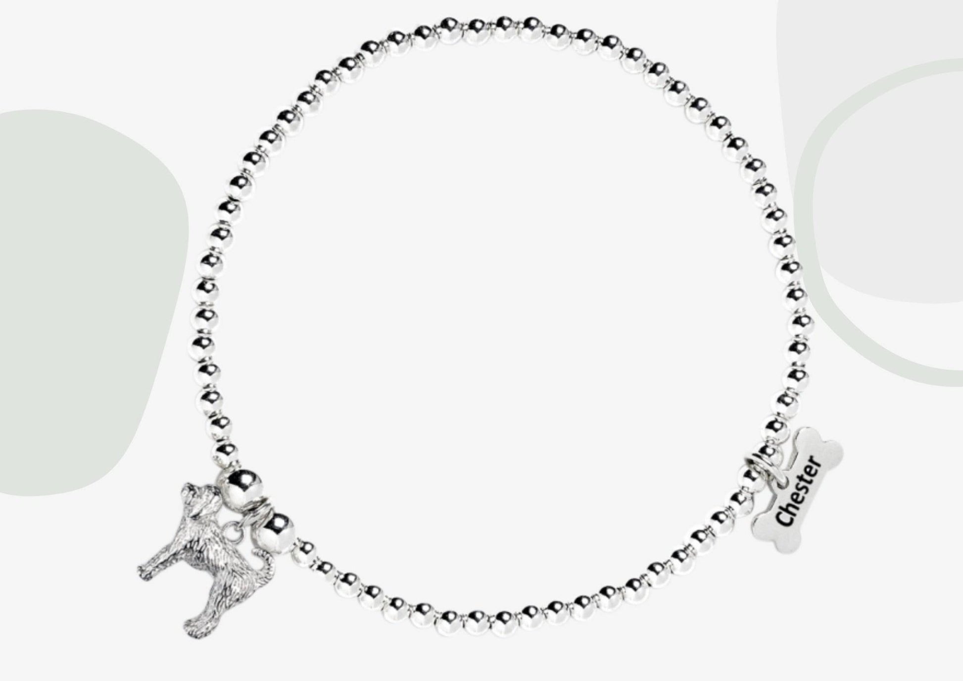 Labradoodle Silver Ball Bead Bracelet - Personalised - MYLEE London