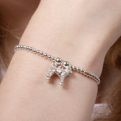 Labradoodle Silver Ball Bead Bracelet - Personalised - MYLEE London