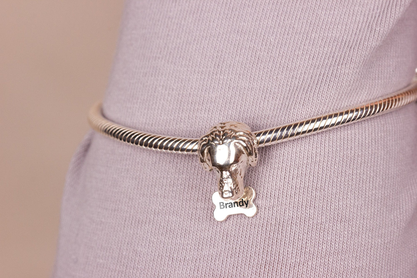 Labrador Head Silver Charm Bead - Personalised - MYLEE London