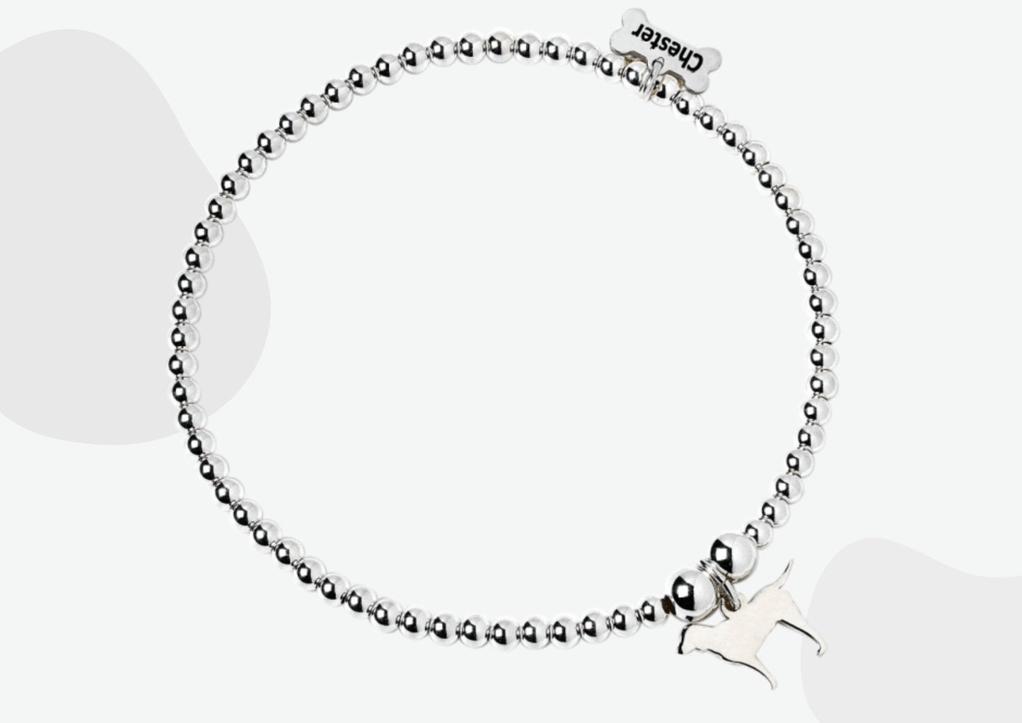 Labrador Silhouette Silver Ball Bead Bracelet - Personalised - MYLEE London