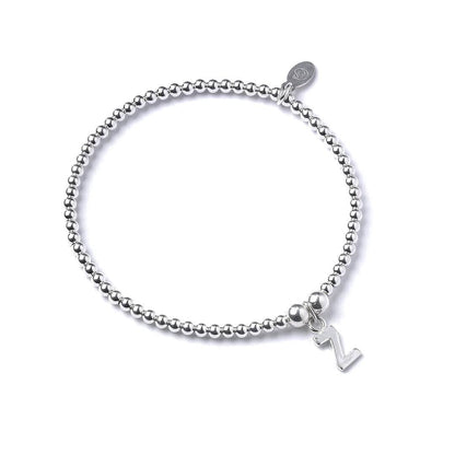 Letter Initial Sterling Silver Ball Bead Bracelet - MYLEE London