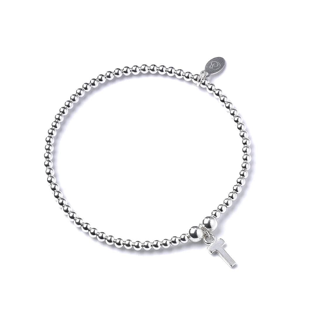 Letter Initial Sterling Silver Ball Bead Bracelet - MYLEE London