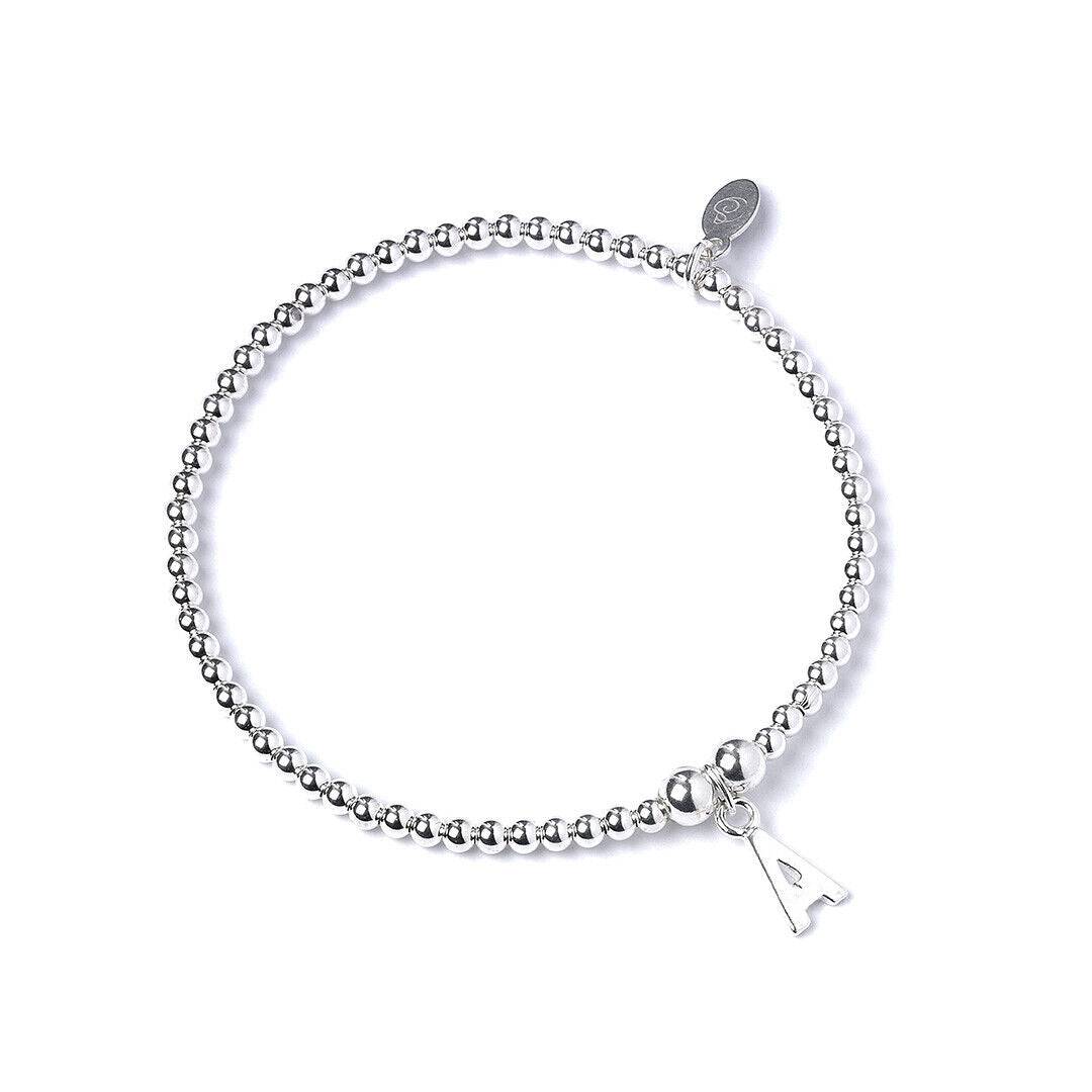 Letter Initial Sterling Silver Ball Bead Bracelet - MYLEE London