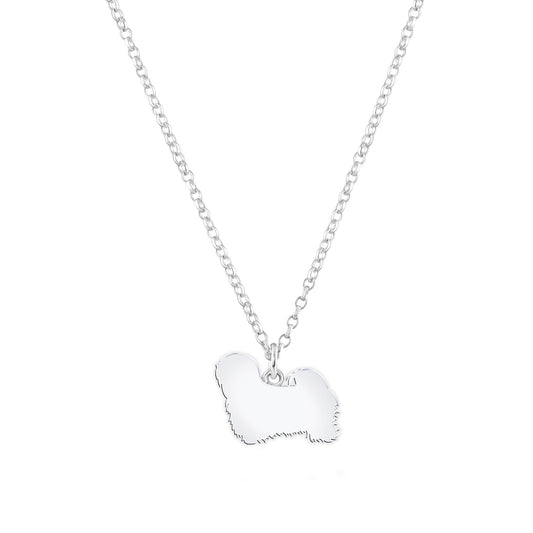 Lhasa Apso Silhouette Silver Necklace - Personalised - MYLEE London
