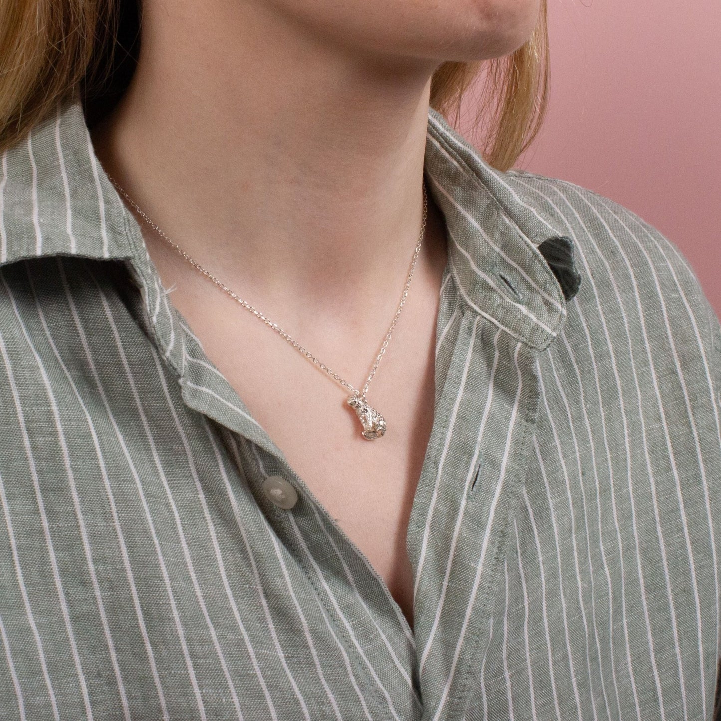 Long - Haired Cat Silver Necklace - Personalised - MYLEE London