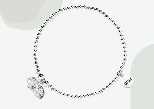 Long-Haired Guinea Pig Silver Ball Bead Bracelet - Personalised - MYLEE London