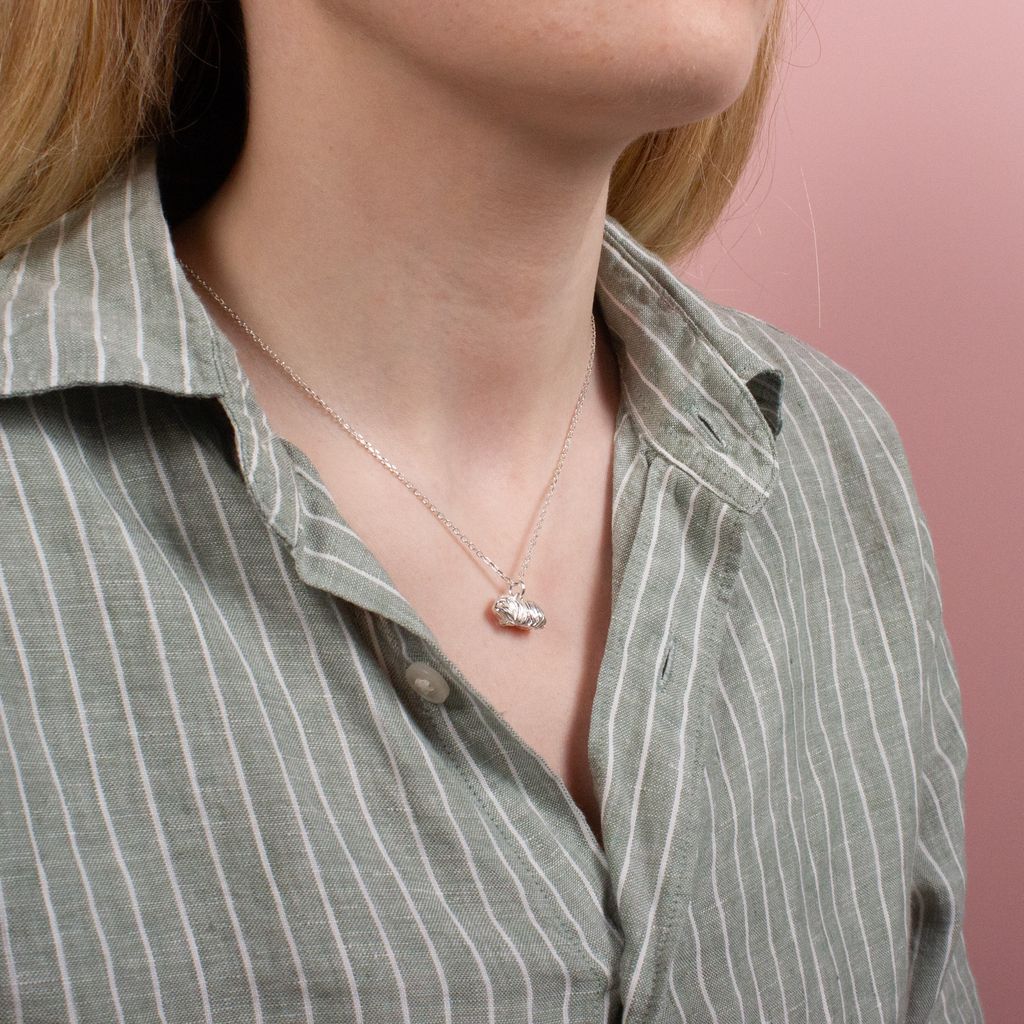 Long Haired Guinea Pig Silver Necklace - Personalised - MYLEE London